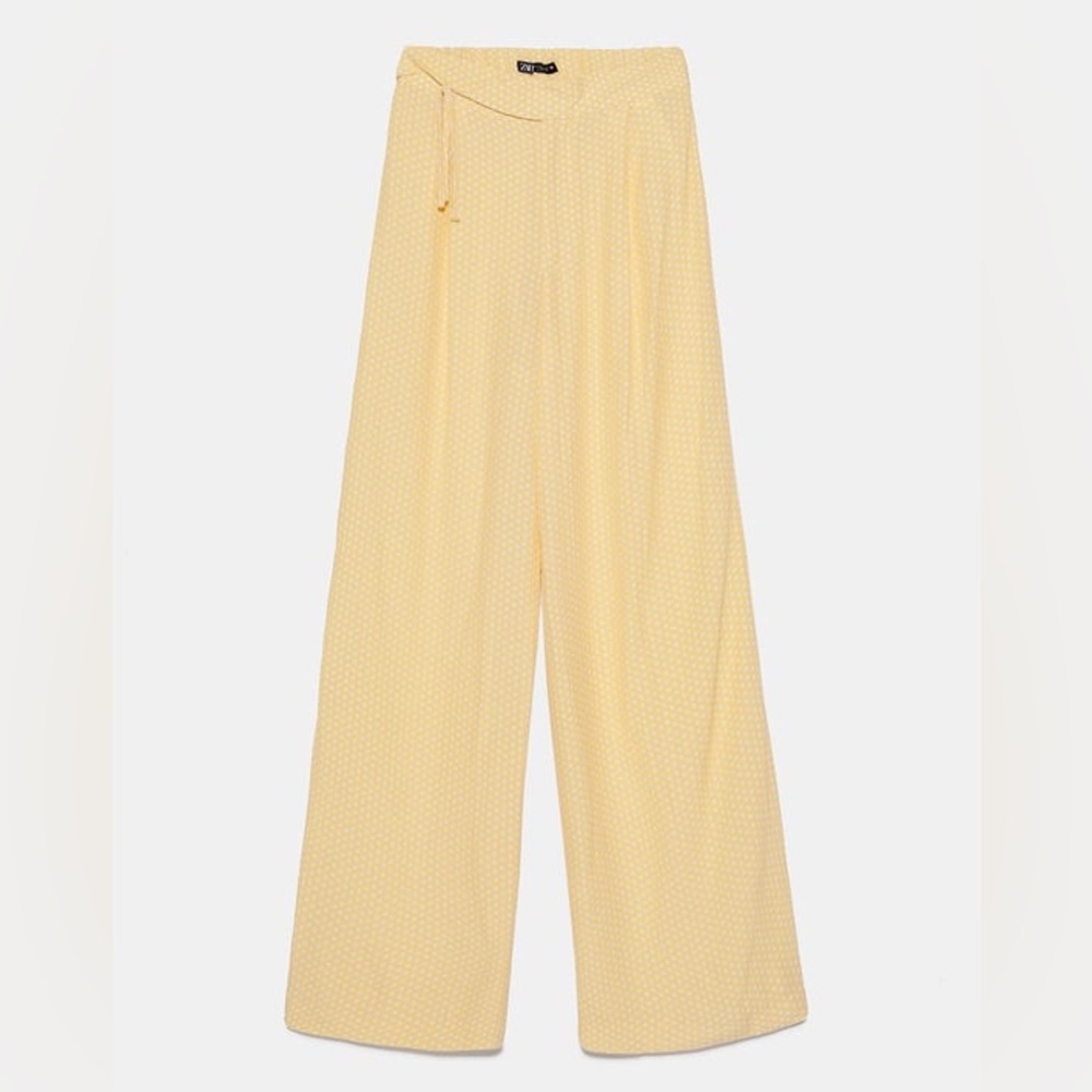 Zara Wide Leg Pants in Pale Yellow